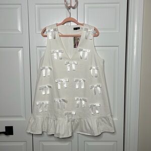 Sister Jane White Mini Dress with Bow Accents